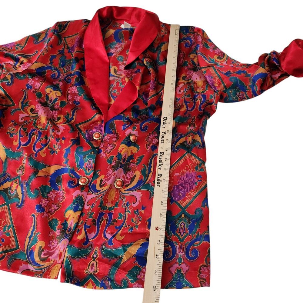 Victoria's Secret‎ Satin Blouse Pajama Top Medium Red Gold Label Y2K Vintage - Picture 8 of 8